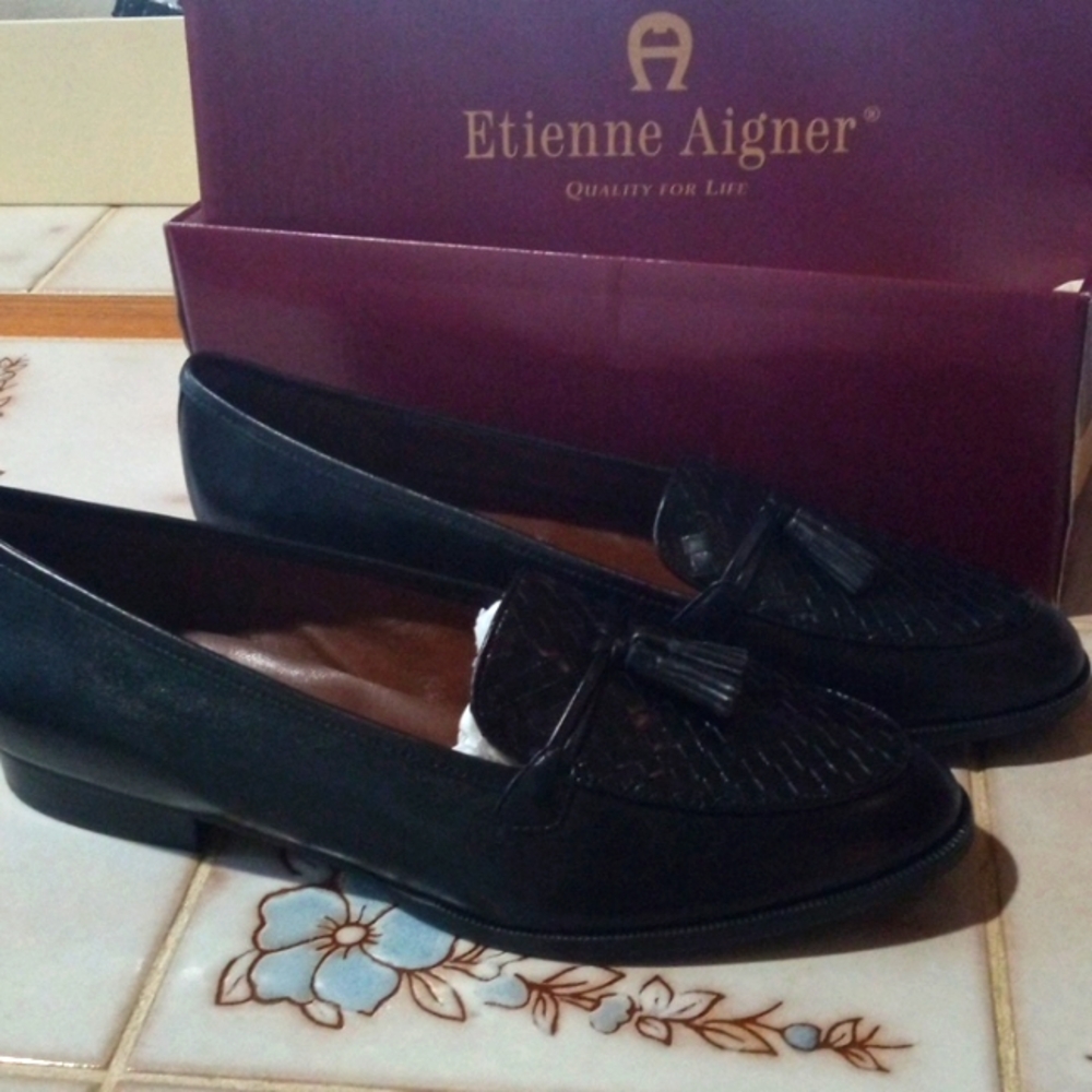 Etienne Aigner Women's Black Loafer leather size 10